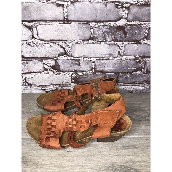 Miz Mooz Orange Leather Side Zipper Strap Heeled Sandals Women Sz 41EU/10.5M US - Picture 6 of 16